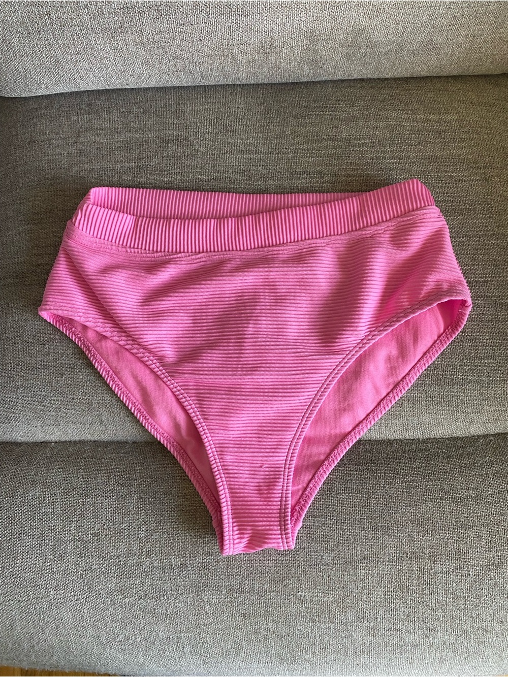 Decree Ribbed High-Waist Bikini Bottoms - Hot Pink